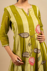 Handloom Kali top with kalamkari patch work with cotton loose pant