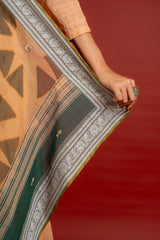Handloom Kali top with thread and mirror work, tie and dye Kota dupatta with mirror, cotton pant