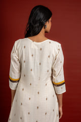 Off white panel top thread and mirror work with yellow pant
