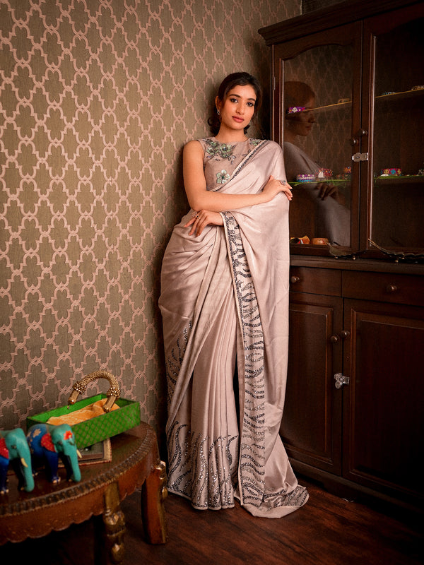 Elegant Satin Silk Saree with Net Blouse has Eternal Appeal
