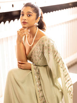 FROSTED SAGE SAREE