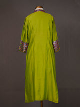 Green Chanderi Kurti with High Neck and Dazzling Sequins Work