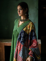 Green Handwoven Cotton Kurti with Thread and Mirror Work