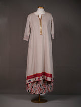 Grey Kurti with Sequins, Thread Work Lotuses and Printed Pants