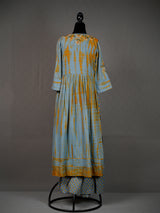 Grey Tie-and-Dye Kurti with Overlap Pattern, Thread Work and Pants