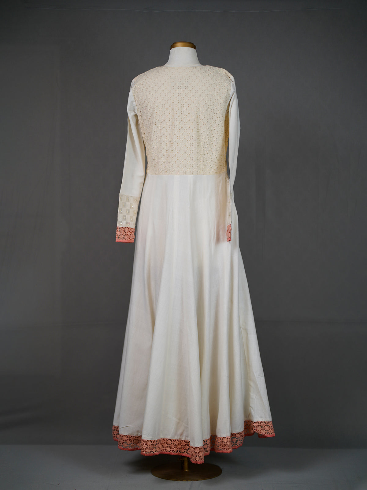 Ivory Kurti-Koti Set with Potli Buttons, Hakoba Yoke, Printed Pants
