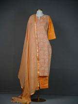 Orange All-Over Thread Embroidery Kurti With Pants and Dupatta