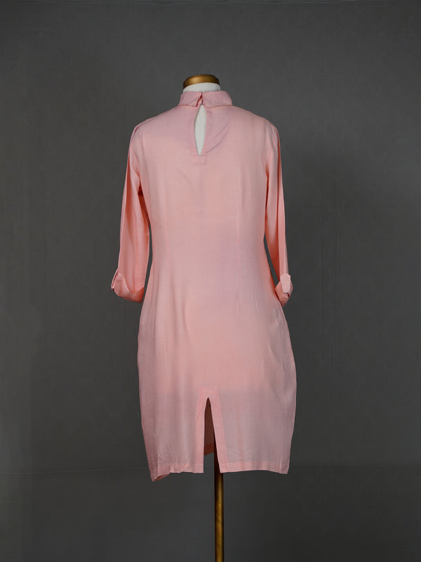 Peach Kurti with Stylish Sequins Motif and Full Sleeves