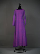 Plain Purple Handwoven Long Kurti with Stylish Cut and Side Slit