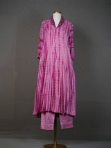 Purple Tone Tie-and-Dye Kurti with Mirror Work Collar and Pants
