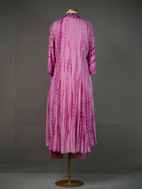 Purple Tone Tie-and-Dye Kurti with Mirror Work Collar and Pants