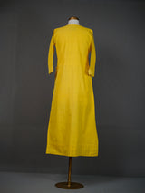 Yellow Handwoven Angrakha Kurti With Thread Embroidery on Bodice