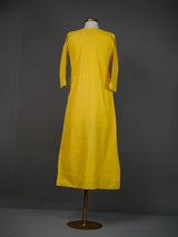 Yellow Handwoven Angrakha Kurti With Thread Embroidery on Bodice